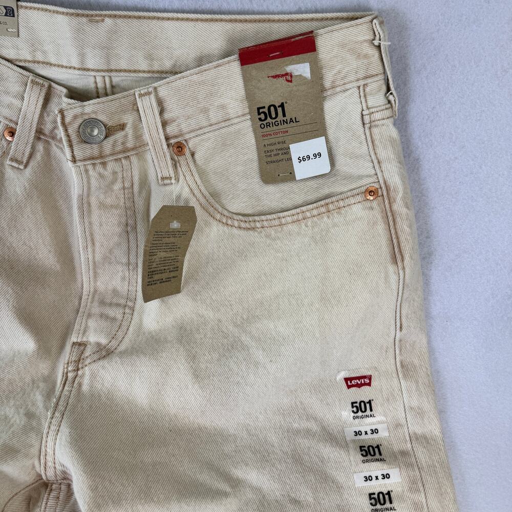 Levi's 501 Original Jeans Womens 30x30 Cloudy Safari Tan High Rise NWT - Picture 13 of 13